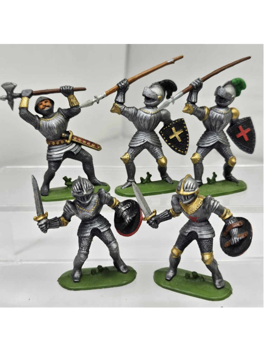 Vintage Jean Hoefler W. Germany Medieval Knight Toy Soldiers 5pc 54mm Figures